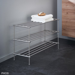 Free-standing stainless steel bathroom shelf - 80 cm, 3 levels, high-quality & timeless | Shelving | PHOS Design