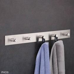 Towel rail, plain, 50 cm, 5 conical hooks | Towel rails | PHOS Design