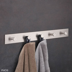 Handtuchhakenleiste, minimalistisch - 50 cm. 5 Stab-Haken | Handtuchhalter | PHOS Design