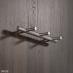 Towel rail, plain, round bar with 3 flow hooks | Towel rails | PHOS Design