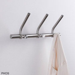 Towel hook rail, purist, classic, 3 double hooks | Porte-serviettes | PHOS Design