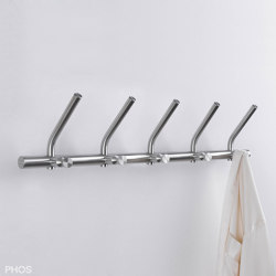 Towel hook rail, purist, classic, 5 double hooks | Estanterías toallas | PHOS Design