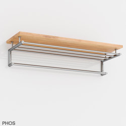 High-quality towel rack with oak shelf, timelessly modern - 60 cm wide | Towel rails | PHOS Design