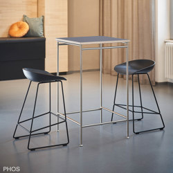 Tavolo alto con piano in linoleum grigio 60x60x105 cm | Tavolini alti | PHOS Design