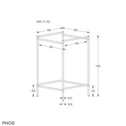 Table frame for high tables 60x60 cm | Side tables | PHOS Design