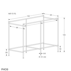 Table frame for rectangular and oblong bar tables | Side tables | PHOS Design