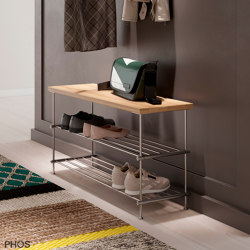 Shoe bench with oak seat and shelf, 2 levels - 60 cm wide | Shelving | PHOS Design