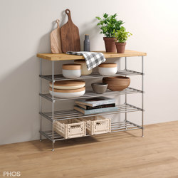 Sideboard with oak shelf, 4 levels - 60 cm wide | Sideboards | PHOS Design