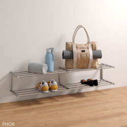 Shoe rack with 2 levels made of stainless steel for wall mounting - 120 cm wide | Shelving | PHOS Design