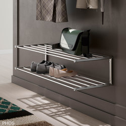 Shoe rack with 2 levels made of stainless steel for wall mounting - 80 cm wide | Estantería | PHOS Design