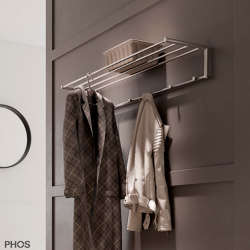 Wall coat rack for clothes hangers with 5 hooks and hat shelf - 60 cm wide | Porte-manteau | PHOS Design