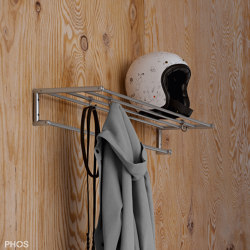 High-quality stainless steel wall coat rack with hat shelf - 60 cm wide | Portasciugamani | PHOS Design