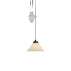 Cobb Rise & Fall Small Pendant Light, Natural with Antique Brass | Suspended lights | Original BTC