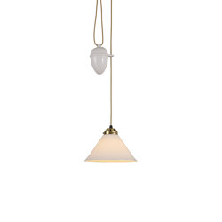 Cobb Rise & Fall Small Pendant Light, Natural with Satin Brass | Suspended lights | Original BTC