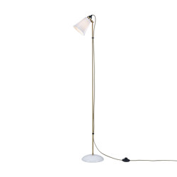Hector Pleat Medium Floor Light, Satin Brass, Natural, with Grey Cable