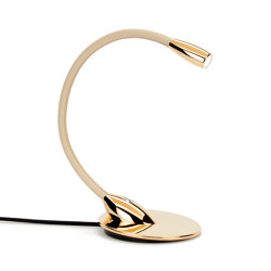 Jet Stream Table Light, gold plated with beige leather | Luminaires de table | Original BTC
