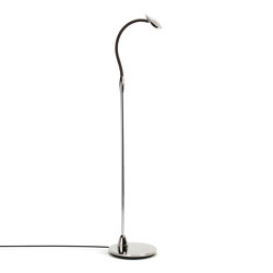 Maestro Floor Light, polished nickel with chocolate brown leather | Free-standing lights | Original BTC