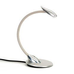 Maestro Table Light, clear anodised with off white leather