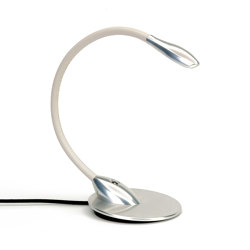 Zonda Table Light, clear anodised with off white leather | Table lights | Original BTC