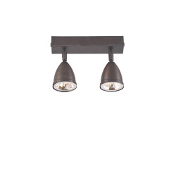 Whitby Double Spotlight, Weathered Brass, with shade and integral driver | Ceiling lights | Original BTC