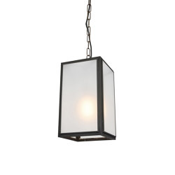 Small Square Pendant, External Glass, Weather Brass, Frosted | Suspended lights | Original BTC