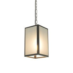 Medium Square Pendant, External Glass, Weather Brass, Frosted Glass | Suspended lights | Original BTC