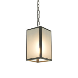 Medium Square Pendant, External Glass, Weather Brass, Frosted Glass | General lighting | Original BTC