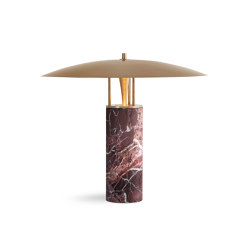 Luna | Table - Antique Brass & Red Marble | Luminaires de table | J. Adams & Co