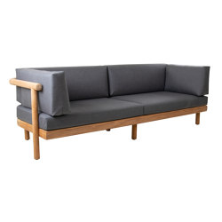 Vera Teak 3-Seater Sofa - Natural Teak - Grey Cushions | Sofás | Design Pergola