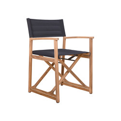 Vera Teak Padded Director's Chair - Charcoal | Chaises | Design Pergola