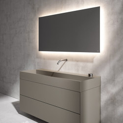 Quattro.Zero | Cabinet with 1 Drawer and Double Open Compartment with Countertop Sink in Cristalplant® Bio Active, Length 120-140cm | Mobili lavabo | Falper