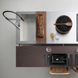 Small Living Kitchens | Isola in Fenix con tavolo snack | Cucine isola | Falper