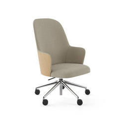 Aleta Executive chair - five casters aluminium base back in wood | Stühle | viccarbe