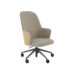 Aleta Executive chair - five casters aluminium base back in wood | Sedie | viccarbe