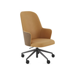 Silla Aleta Executive - base con cinco ruedas nylon respaldo de madera | Sillas | viccarbe