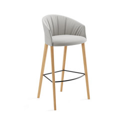 Copa stool - four wooden legs base bar height soft upholstery | Barhocker | viccarbe