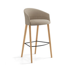 Copa stool - four wooden legs base bar height smooth upholstery | Bar stools | viccarbe