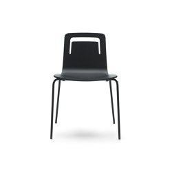 Klip chair - four metal legs base & stained / lacquered seat with handle | Sedie | viccarbe