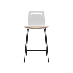 Klip stool - fixed base counter height & lacquered seat with handle and cushion | Sgabelli bancone | viccarbe