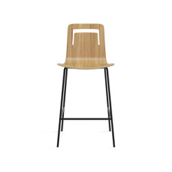 Klip stool - fixed base counter height & stained seat with handle | Barhocker | viccarbe