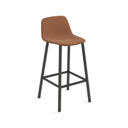 Maarten stool - four wooden legs base counter height & smooth upholstery | Sgabelli bancone | viccarbe