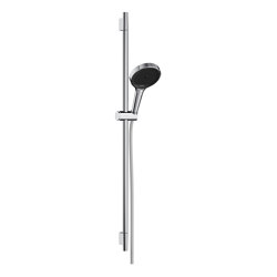 Rainfinity Brauseset 130 3jet EcoSmart mit Brausestange S Puro 90 cm, Push-Handbrausehalterung und Designflex Textilbrauseschlauch 160 cm | Duscharmaturen | Hansgrohe