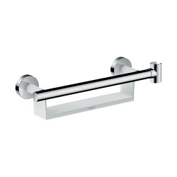 Unica Haltegriff Comfort mit Ablage und Brausehalter | Bathroom accessories | Hansgrohe