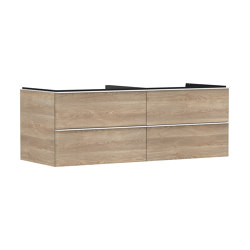 Xelu Q Meuble bas 1360/550 pour vasques à poser Xuniva avec 4 tiroirs, caisson Chêne clair naturel | Meubles sous-lavabo | Hansgrohe