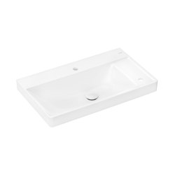 Xelu Q Plan vasque 800/480 avec plage de pose à droite, sans trop plein, 2 trous pour robinetterie à commande déportée, SmartClean | Wash basins | Hansgrohe