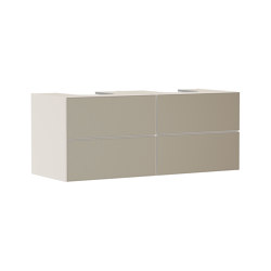 Xevolos E Meuble bas pour double vasque à poser Xevolos E 1370/550 avec 4 tiroirs caisson Beige mat | Bathroom furniture | Hansgrohe