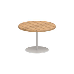 Butler side table 40cm round coated stainless steel & teak top | Mesas auxiliares | Royal Botania