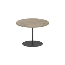 Butler side table 40cm round coated stainless steel & teak top | Tavolini alti | Royal Botania