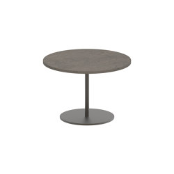 Butler side table 40cm round coated stainless steel & teak top | Tavolini alti | Royal Botania