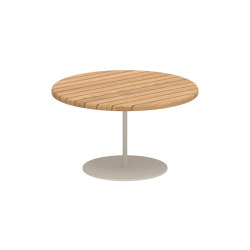 Butler side table 60cm round coated stainless steel & teak top | Side tables | Royal Botania